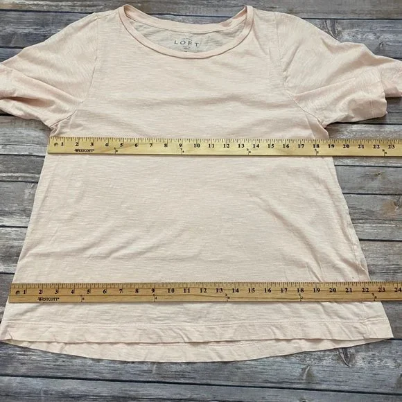 LOFT Light Pink Cotton Short Bell Sleeve Tee - Picture 9 of 12